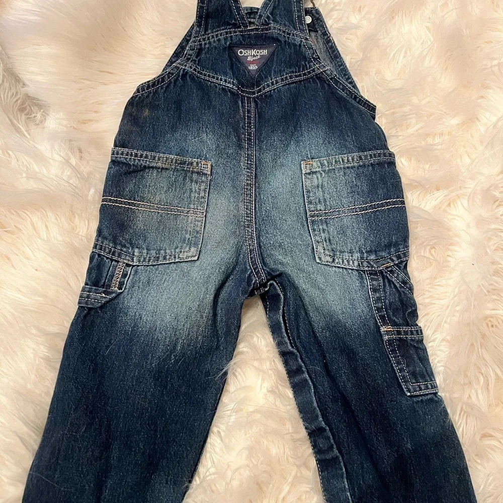 OshKosh B'gosh Kids Denim Overalls - Blue logo 12 mths